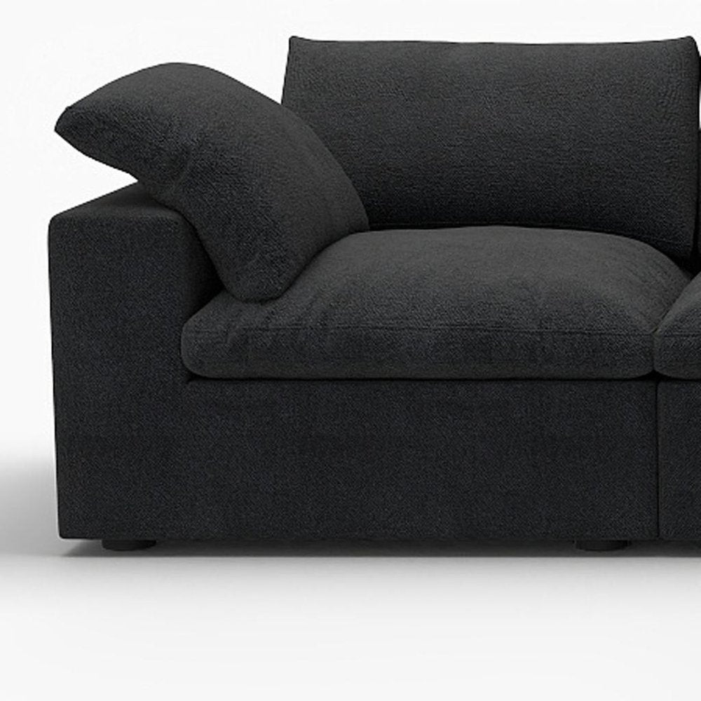 118" Light Gray Linen Blend Modular Sofa With Ottoman And Storage