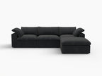 118" Light Gray Linen Blend Modular Sofa With Ottoman And Storage