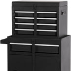 Set of Two Black Multi-Tier Steel Nine Drawer Rolling Storage Cabinet With Lid