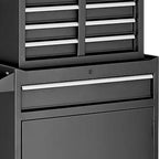 Set of Two Black Multi-Tier Steel Nine Drawer Rolling Storage Cabinet With Lid