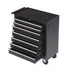 15" Black Multi-Tier Steel Four Drawer Rolling Storage Cabinet With Lid