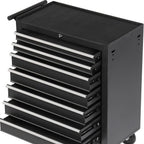 15" Black Multi-Tier Steel Four Drawer Rolling Storage Cabinet With Lid