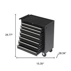15" Black Multi-Tier Steel Four Drawer Rolling Storage Cabinet With Lid