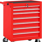 24" Red Multi-Tier Steel Four Drawer Rolling Storage Cabinet With Lid