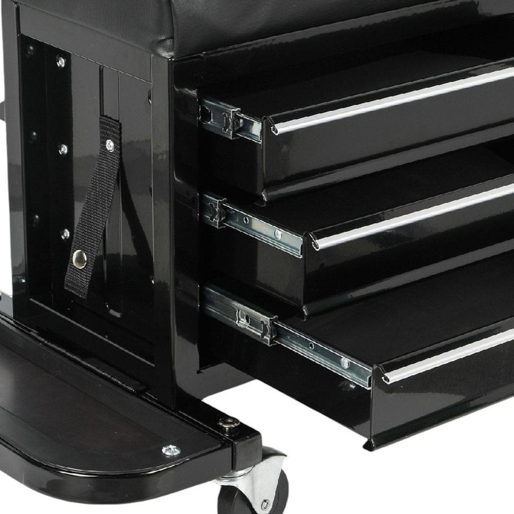 26" Black Multi-Tier Steel Three Drawer Tool Chest With Lid