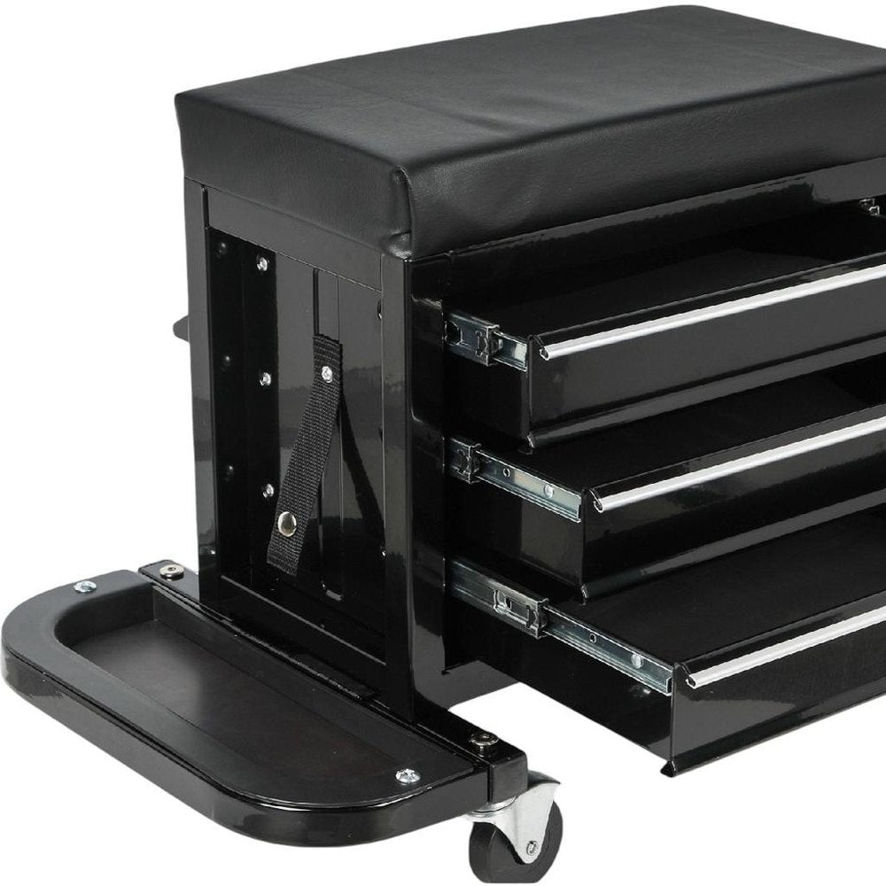 26" Black Multi-Tier Steel Three Drawer Tool Chest With Lid