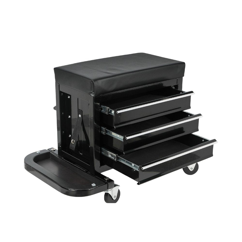 26" Black Multi-Tier Steel Three Drawer Tool Chest With Lid