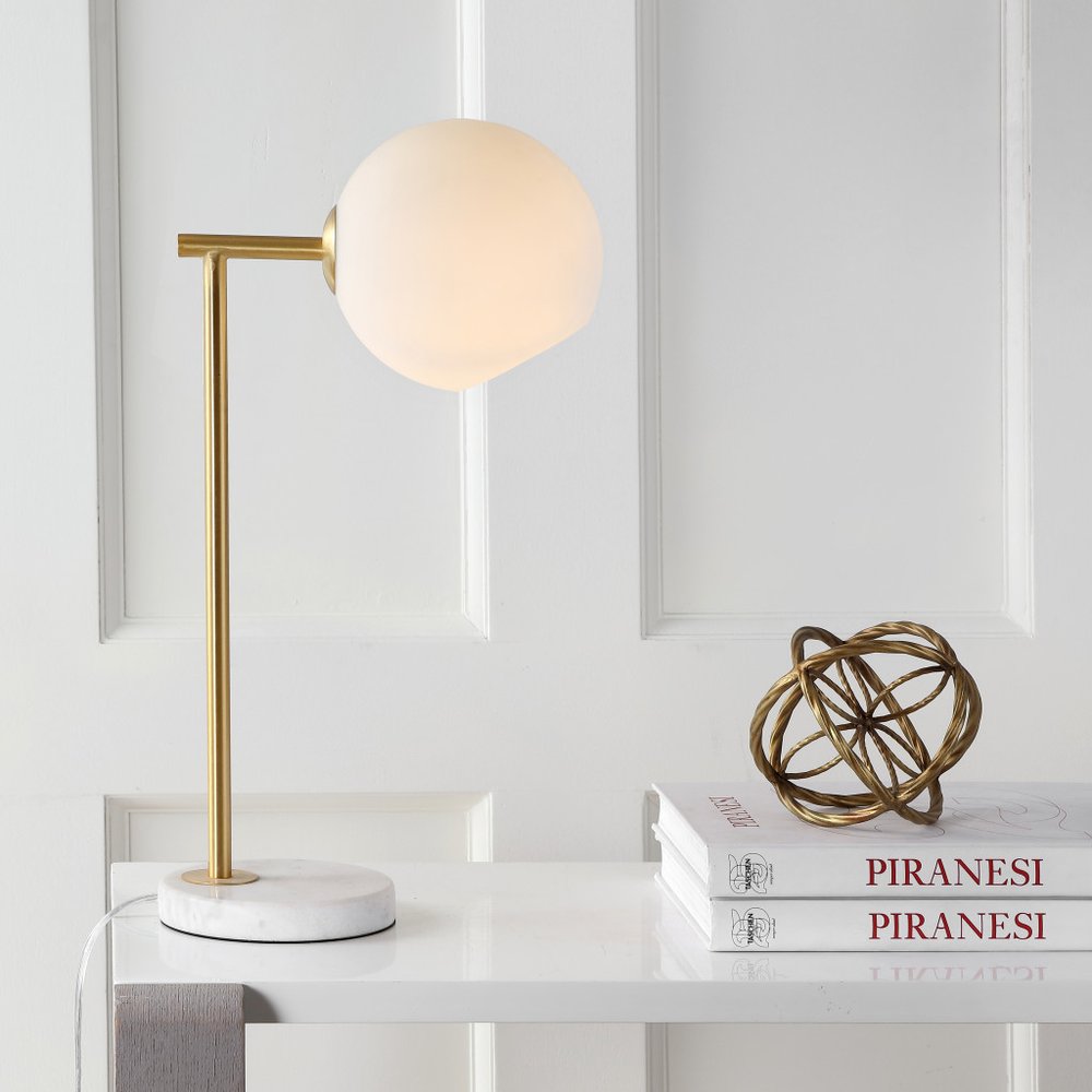 21" White Round Globe Lamp With Globe Shade