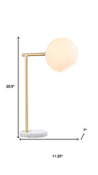 21" White Round Globe Lamp With Globe Shade