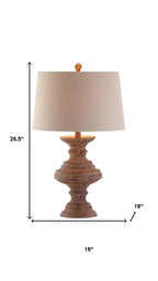 27" Brown Urn Bedside Lamp With Drum Shade