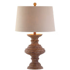 27" Brown Urn Bedside Lamp With Drum Shade