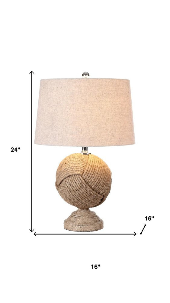 24" Brown Globe Table Lamp With Drum Shade
