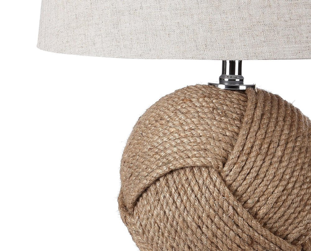 24" Brown Globe Table Lamp With Drum Shade