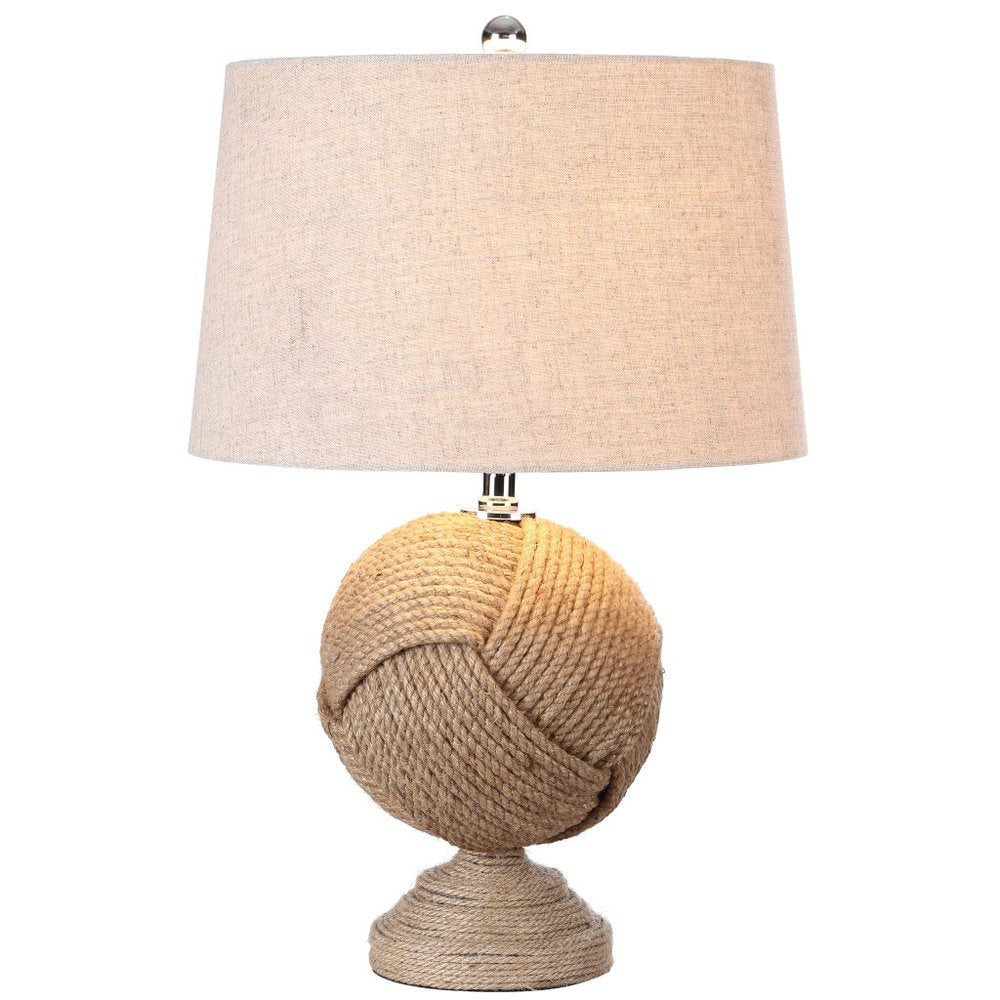 24" Brown Globe Table Lamp With Drum Shade