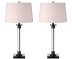 Set of Two 30" Black Table Lamps With Drum Shades