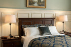 Set of Two 30" Black Table Lamps With Drum Shades