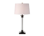 Set of Two 30" Black Table Lamps With Drum Shades