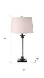 Set of Two 30" Black Table Lamps With Drum Shades