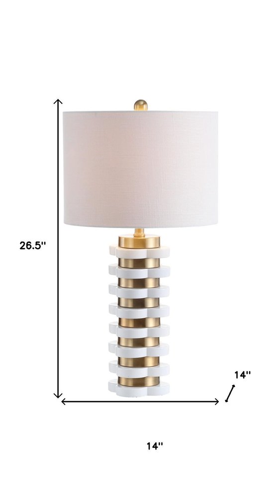 27" White Novelty Table Lamp With Drum Shade