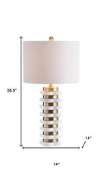 27" White Novelty Table Lamp With Drum Shade