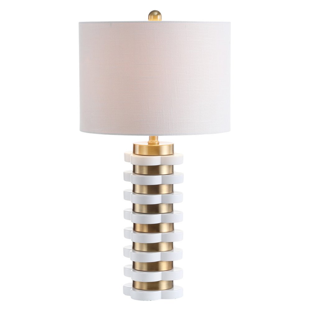 27" White Novelty Table Lamp With Drum Shade