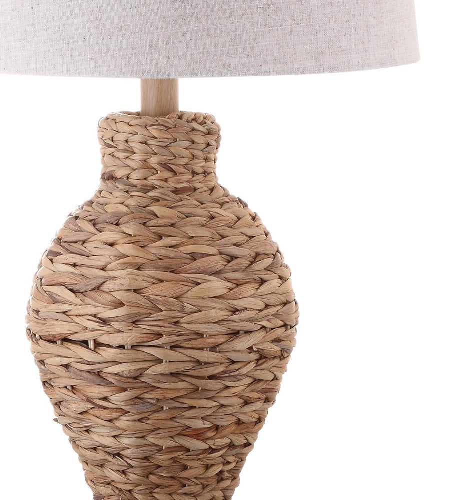 31" Natural Water Hyacinth Urn Table Lamp With Drum Shade