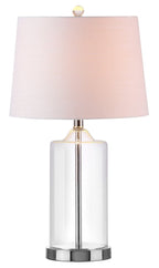 25" Silver Bedside Lamp With Drum Shade