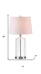 25" Silver Bedside Lamp With Drum Shade