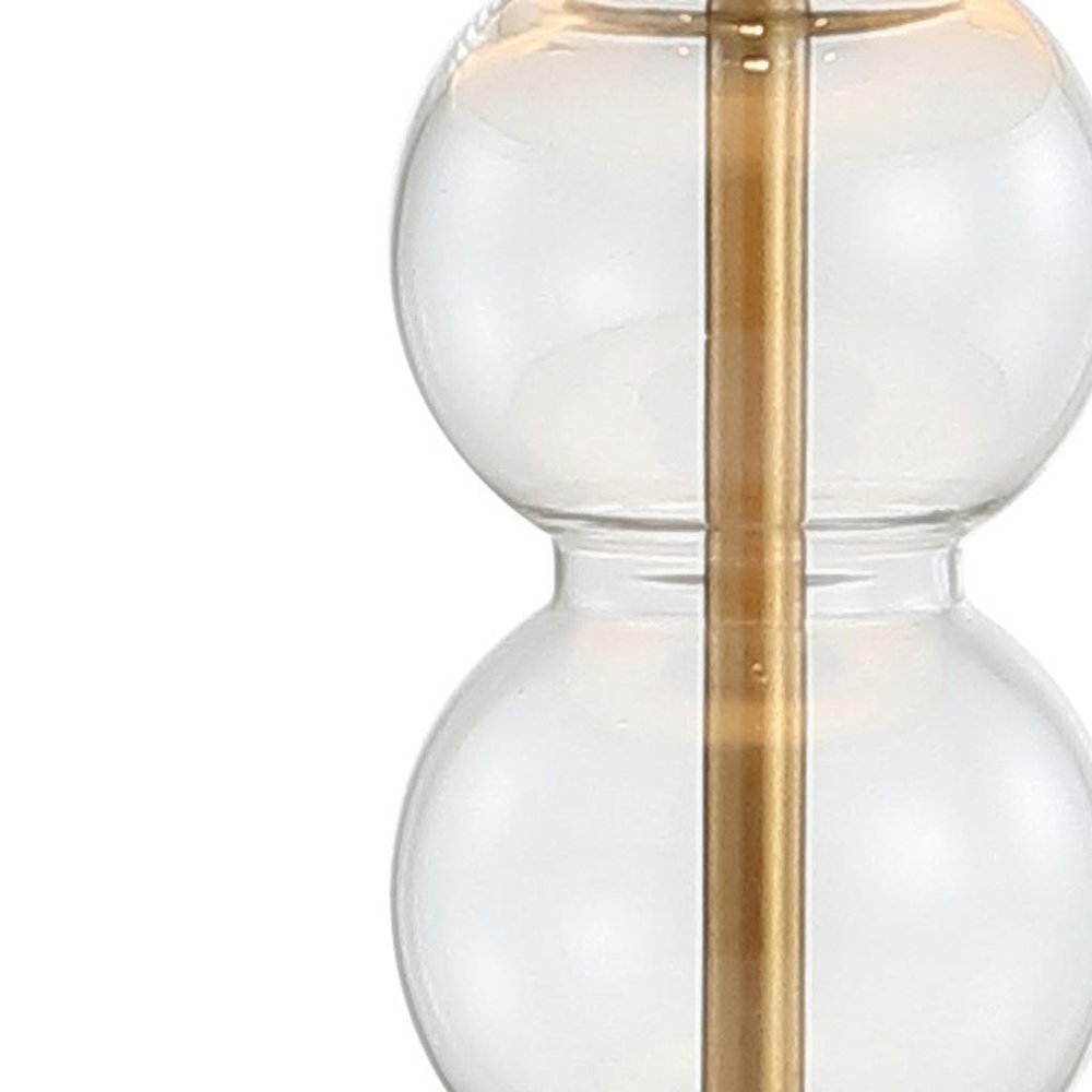 21" Clear And Gold Table Lamp With Drum Shade