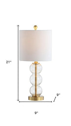 21" Clear And Gold Table Lamp With Drum Shade