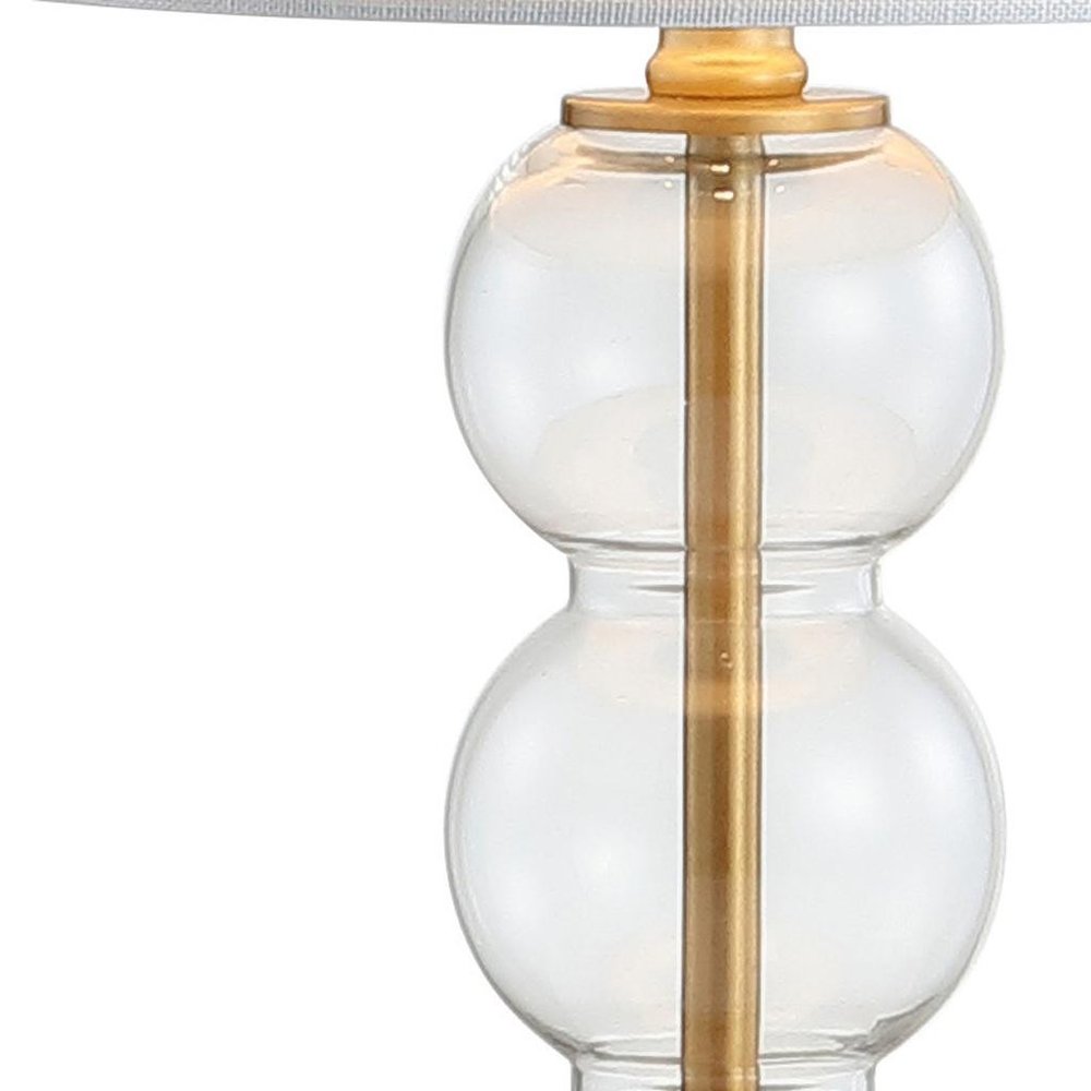 21" Clear And Gold Table Lamp With Drum Shade