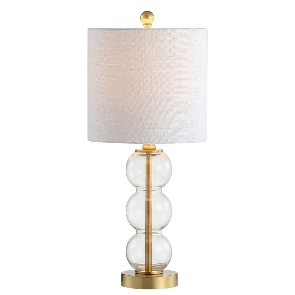 21" Clear And Gold Table Lamp With Drum Shade