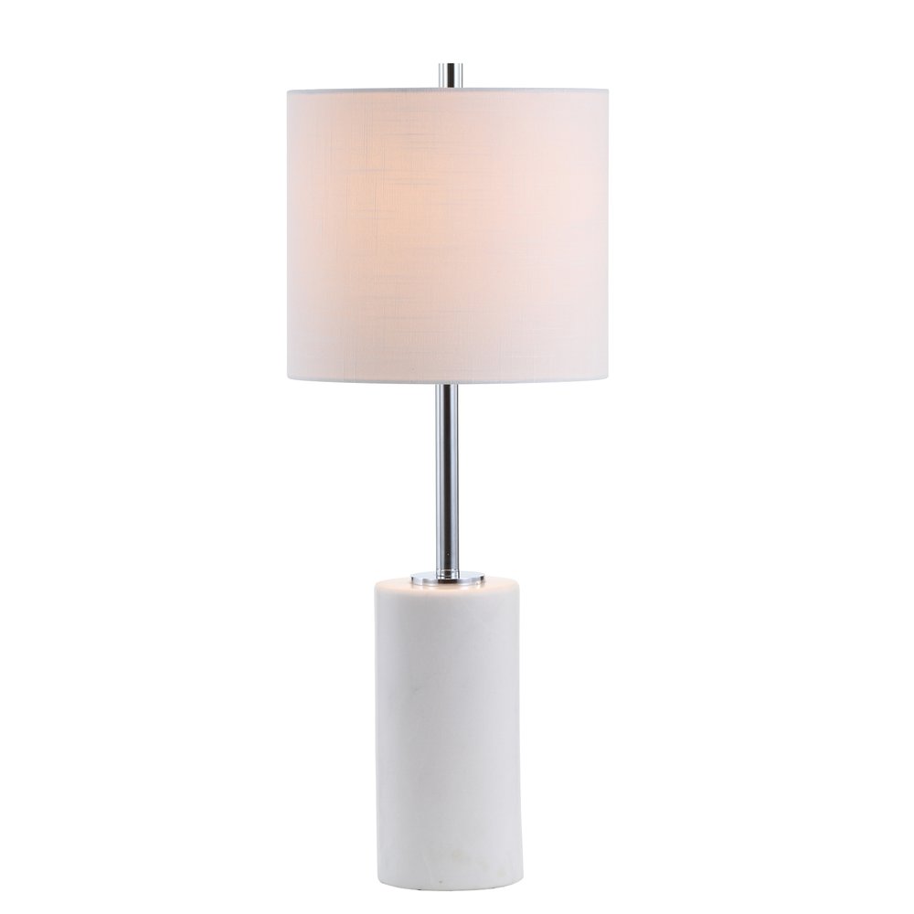 21" Clear And Gold Table Lamp With Drum Shade