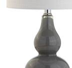 21" Silver Gourd Table Lamp With Drum Shade