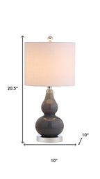 21" Silver Gourd Table Lamp With Drum Shade
