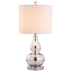 21" Silver Gourd Desk Lamp With Drum Shade
