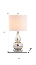 21" Silver Gourd Desk Lamp With Drum Shade