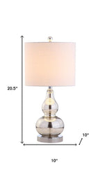 Set of Two 21" Silver Gourd Table Lamps With Drum Shades