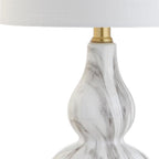 21" Gold Gourd Table Lamp With Drum Shade