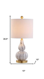 21" Gold Gourd Table Lamp With Drum Shade