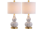 Set of Two 21" Gold Gourd Desk Lamps With Drum Shades