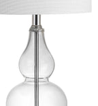 21" Silver Gourd Bedside Lamp With Drum Shade