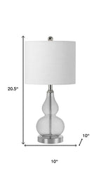 21" Silver Gourd Bedside Lamp With Drum Shade