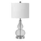21" Silver Gourd Bedside Lamp With Drum Shade
