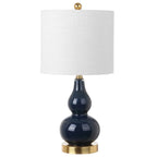 21" Gold Gourd Desk Lamp With Drum Shade