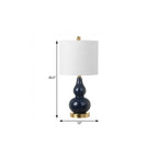21" Gold Gourd Desk Lamp With Drum Shade