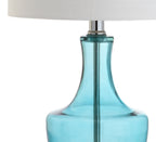 20" Turquoise And Silver Glass Gourd Table Lamp With Drum Shade