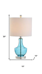 20" Turquoise And Silver Glass Gourd Table Lamp With Drum Shade
