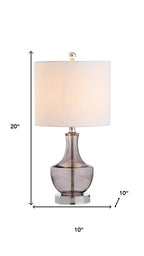 20" Silver Table Lamp With Drum Shade