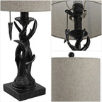 21" Black Antlers Table Lamp With Drum Shade